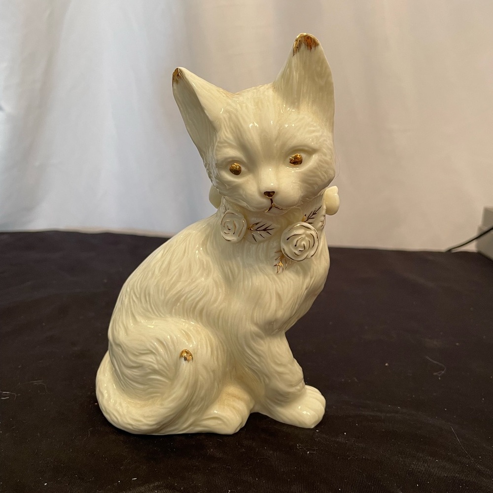 Cat Figurine Formalities Baum Bros White Gold Kitty Kitten Figure 24kt Ceramic